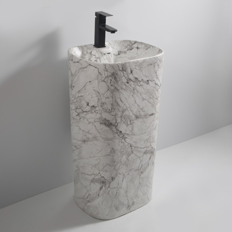 Раковина моноблок MIXXUS PREMIUM DIVERSE-1101 MARBLE 460х380х840mm з отвором під змішувач та переливом (MP6575)