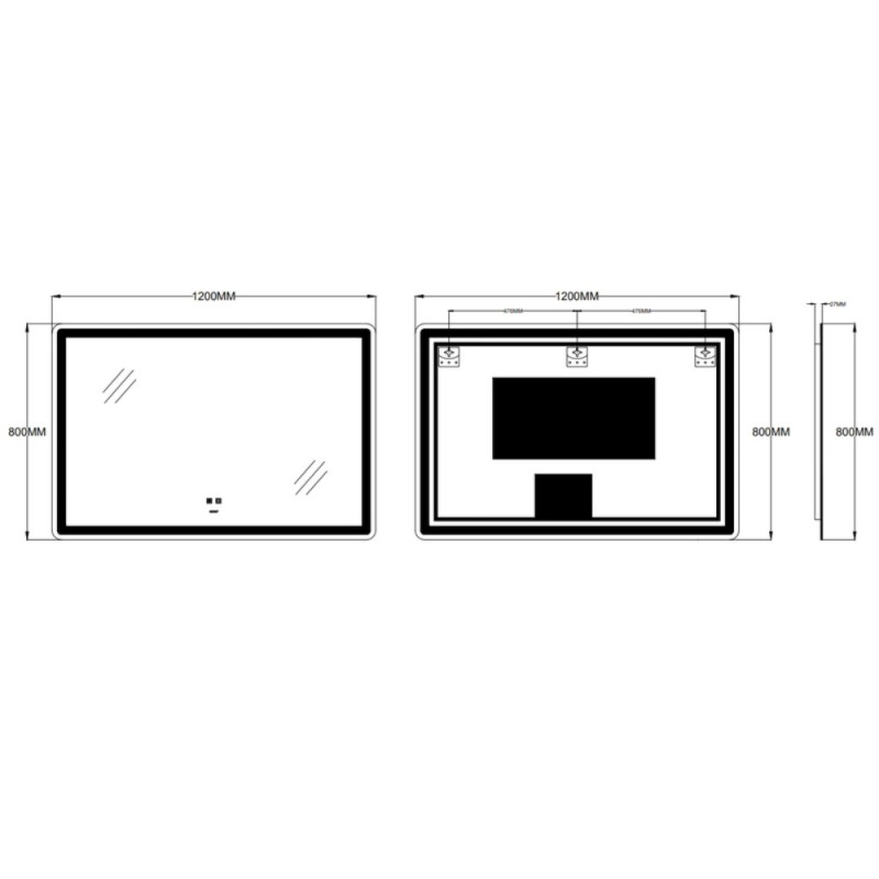 Зеркало Zerix Mirra MR05-120x80 с LED Touch, Anti-fog, димером, регулятором яркости (ZX6061)