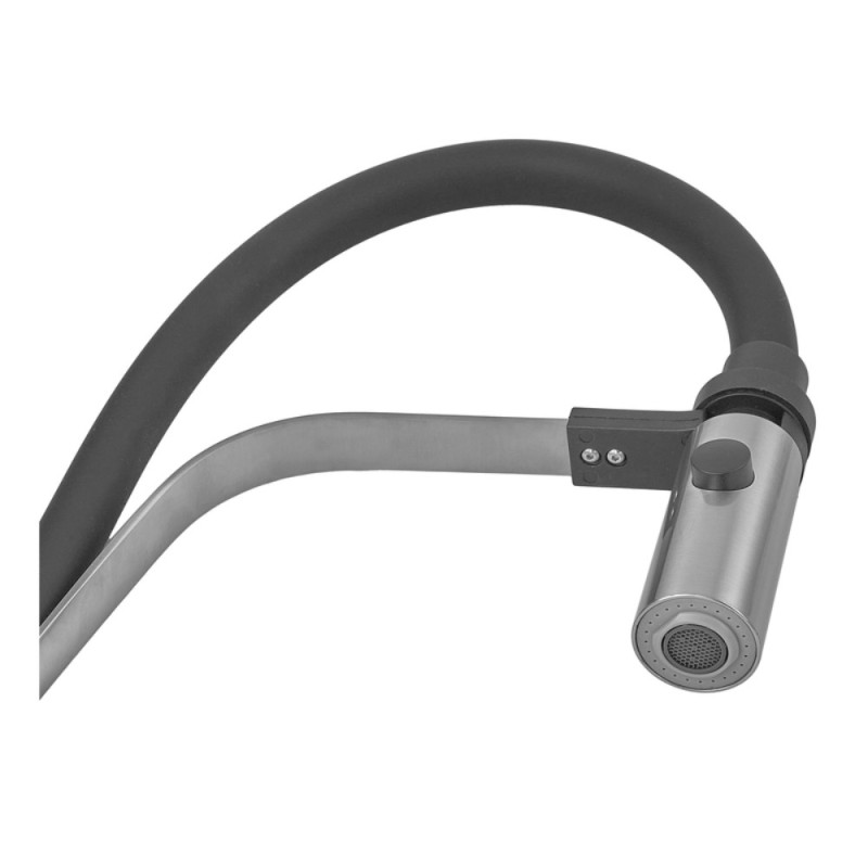 Смеситель для кухни с силиконовым изливом Zerix MAG-017 Refl.Black из нерж. стали SUS304 (изл.черный) (ZX6001)