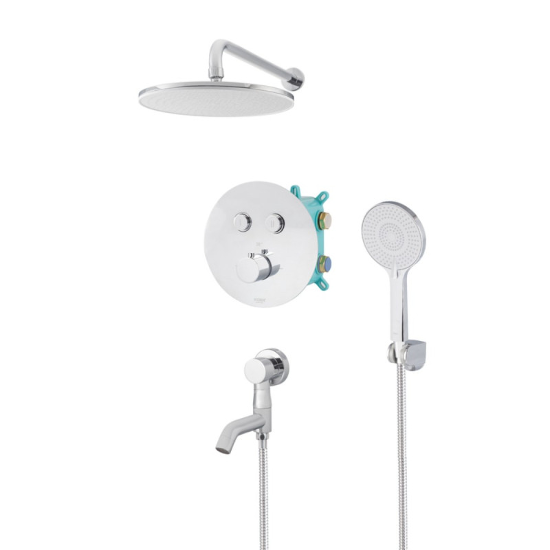 Встраиваемая душевая система с термостатом Koer KB-67012-01 (Цвет хром) (KR4728)
