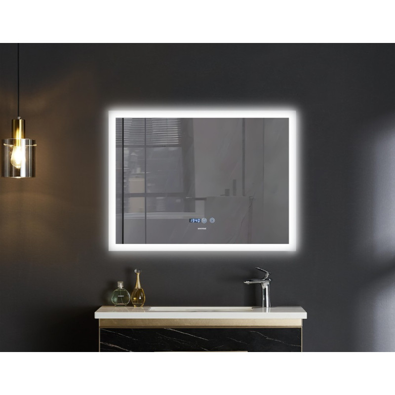 Зеркало Mixxus FLAT MR04-100x60 с Led Touch, Anti-fog, димером, регулятором яркости, часами (MI6008)