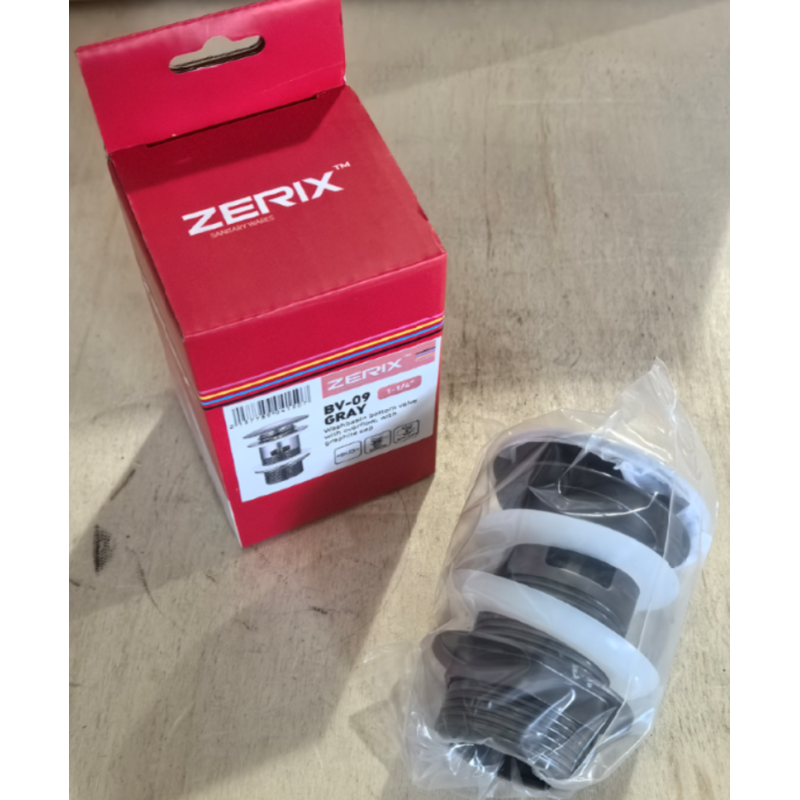 Донный клапан для раковины с переливом Zerix BV-09 GRAY 1 1/4" автоматический Click-Clack (Цвет графит) (MY0415)