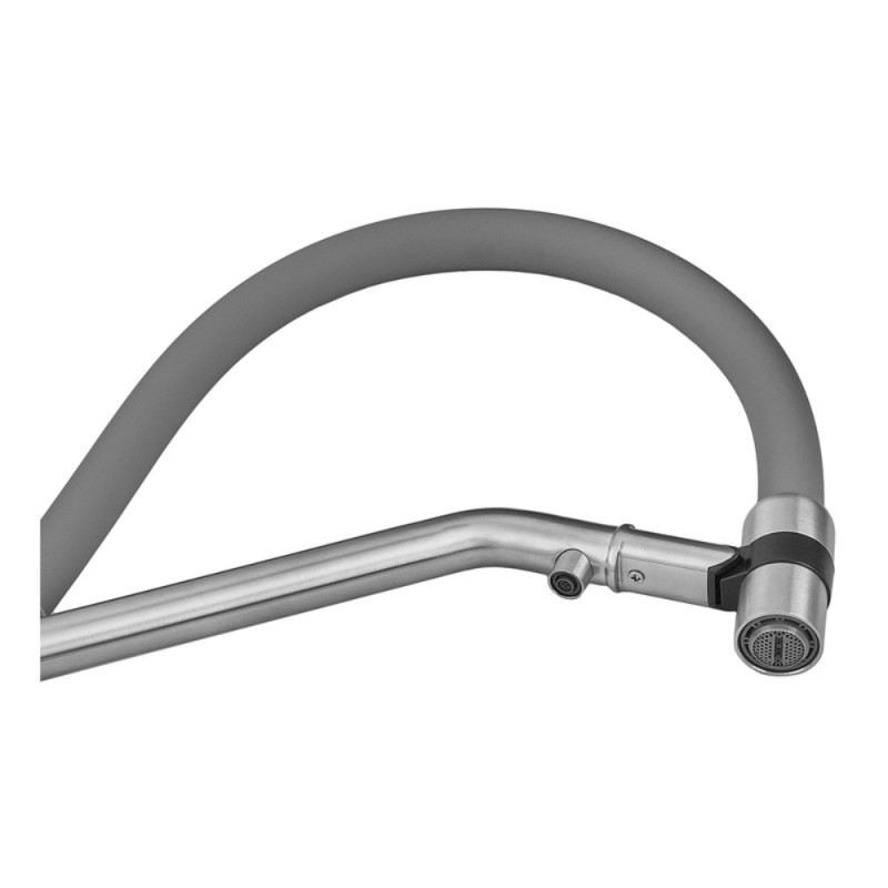 Смеситель для кухни с силиконовым изливом Zerix MAG-021 Refl.Gray из нерж. стали SUS304 с выходом для пит.воды (изл.серый) (ZX6004)