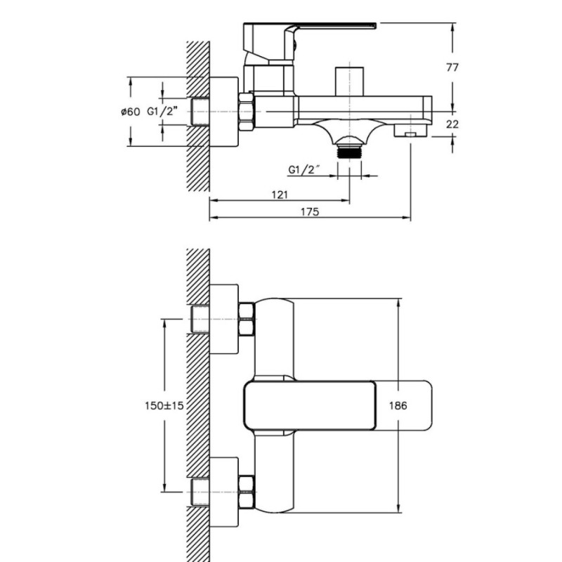 Змішувач для ванни Haiba Kubus 009 (HB0798)