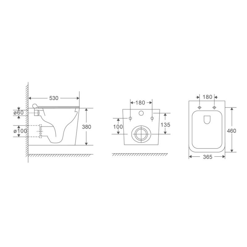 Унітаз підвісний Mixxus Premium Quadro-0302-R Black 530x360x365mm, система змиву RIMLESS (MP6455)