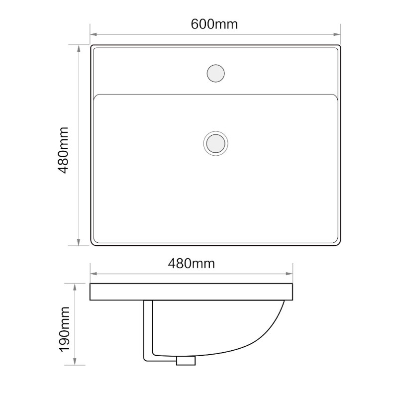 Раковина мебельная MIXXUS PREMIUM STYLE-1501 600х480х190mm с отверстием под смеситель и переливом (MP6498)