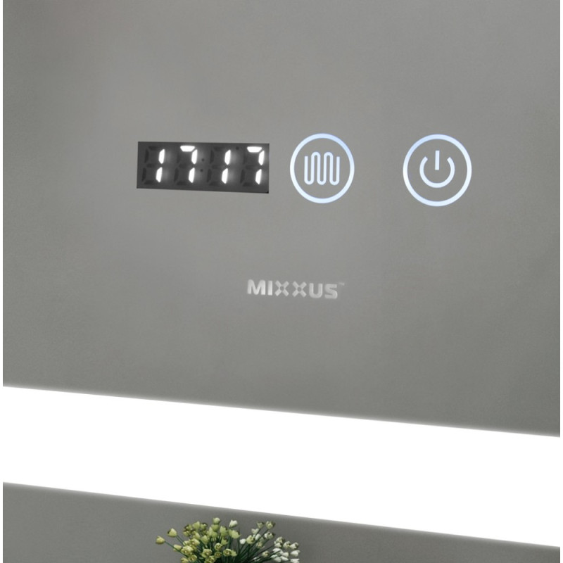 Дзеркало Mixxus LIGHT MR01-80x60 з Led Touch, Anti-fog, димером, регулятором яскравості, годинником (MI5998)