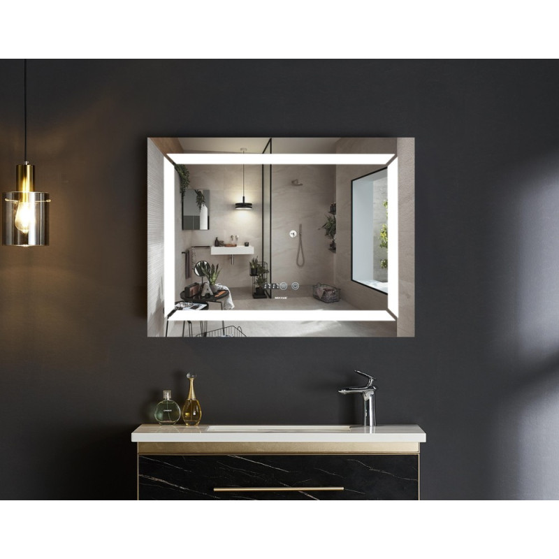Дзеркало Mixxus LIGHT MR01-80x60 з Led Touch, Anti-fog, димером, регулятором яскравості, годинником (MI5998)