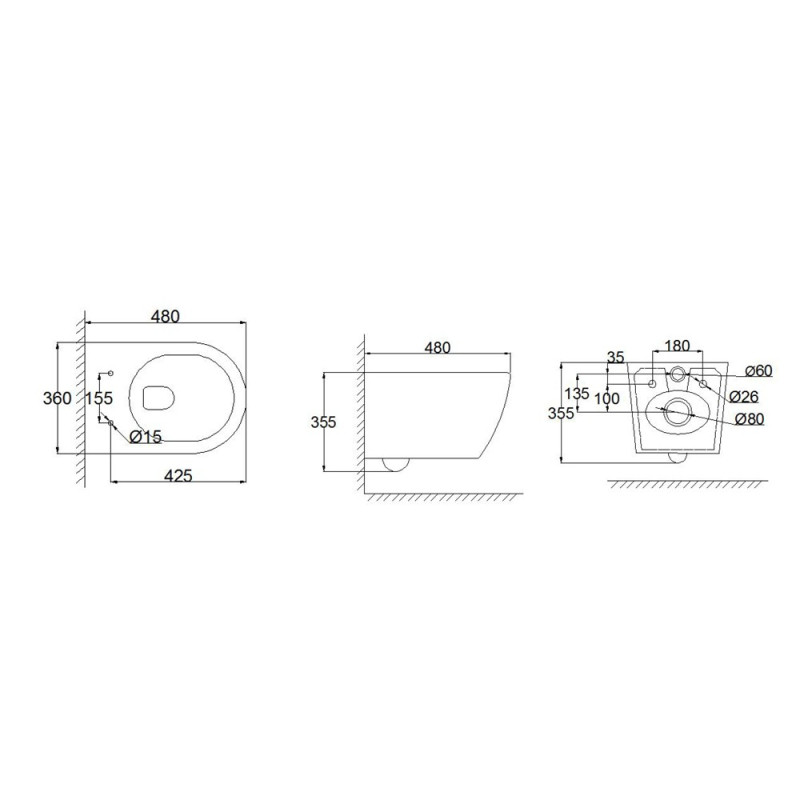 Унітаз підвісний Mixxus Ellipse-0310-T3 480х360х340mm система змиву Tornado 3.0 (MI8426)
