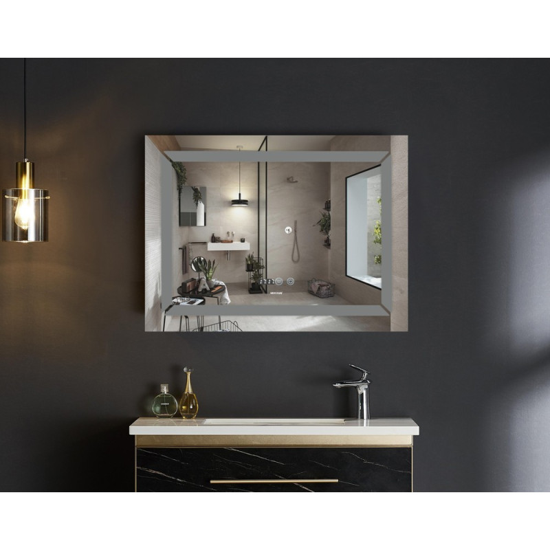 Дзеркало Mixxus LIGHT MR01-80x60 з Led Touch, Anti-fog, димером, регулятором яскравості, годинником (MI5998)