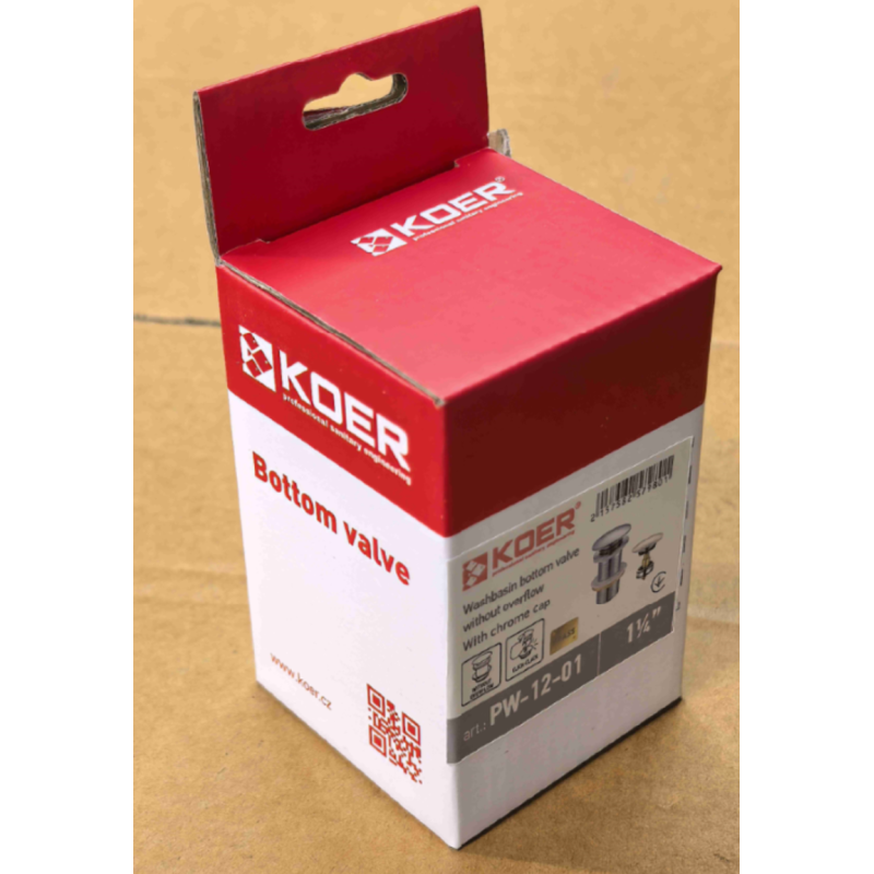 Донний клапан для раковини Koer PW-12-01 1 1/4''  без переливу автоматичний СLICK-СLACK (Колір хром) (KR5798)
