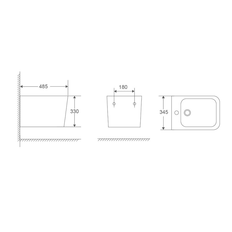 Биде подвесное Mixxus Premium Quadro-0501 485x345x325mm (MP6459)