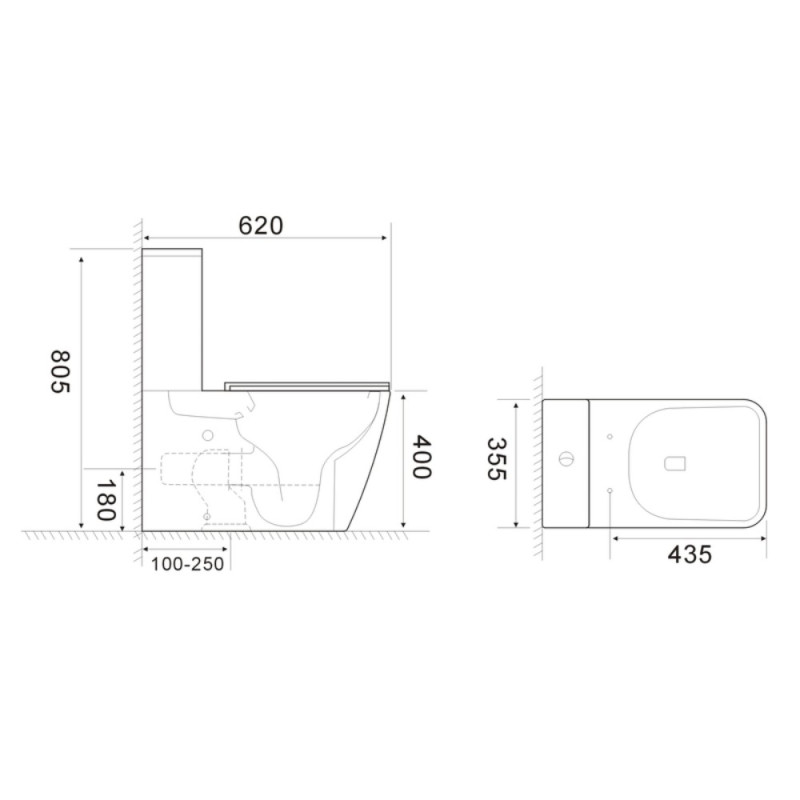 Унитаз-компакт Mixxus QUADRO-0404-T1 620х355х805mm, система смыва TORNADO 1.0 (MI6688)