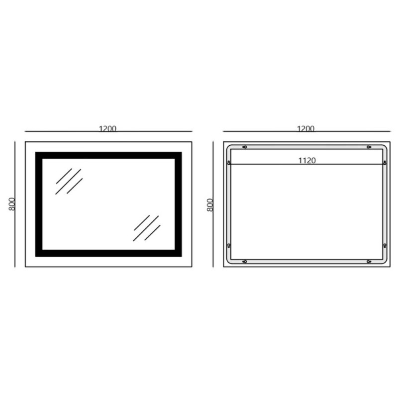 Дзеркало Mixxus WARM MR02-120x80 з Led Touch, Anti-fog, димером, регулятором яскравості, годинником (MI6001)