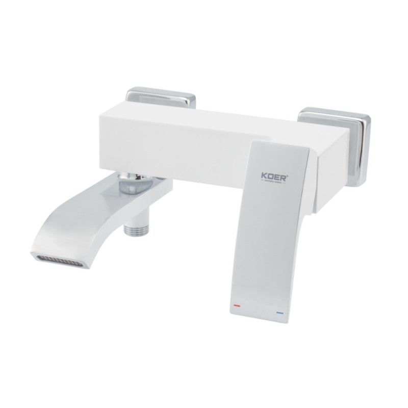 Смеситель для ванны Koer KB-41007-04 с коротким изливом (Цвет хром+белый) (KR5157)