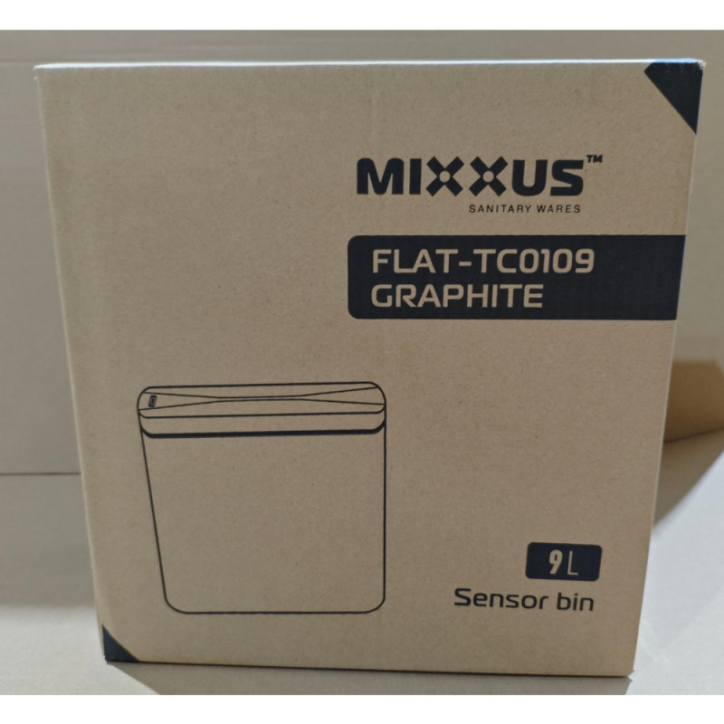 Мусорное ведро сенсорное овальное Mixxus Flat-TC0109 Graphite 9 л цвет графит (MI7075)