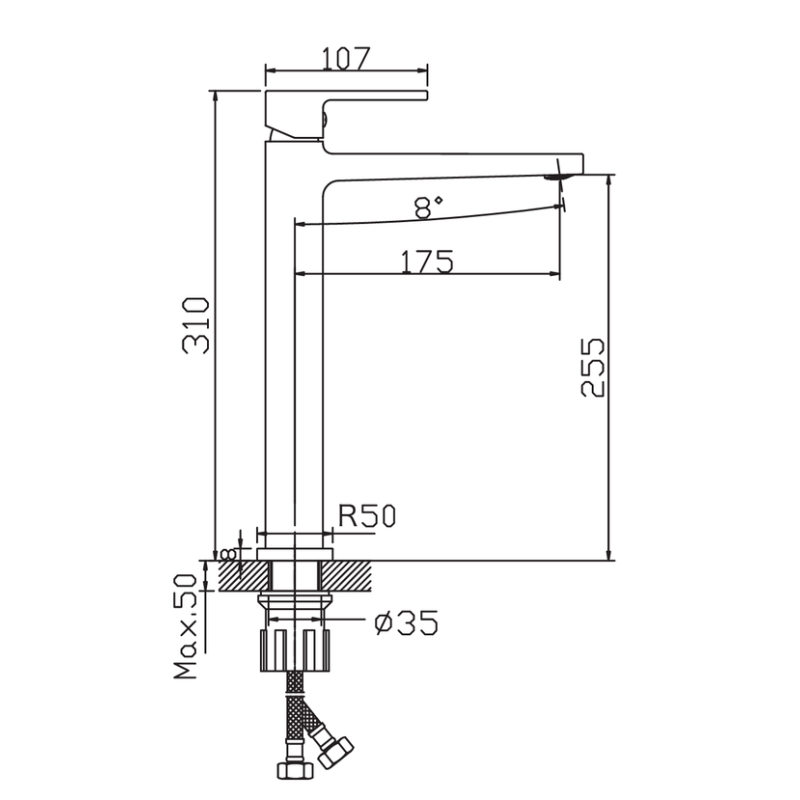 Смеситель для умывальника Haiba Kant 001 HIGH (HB9601)