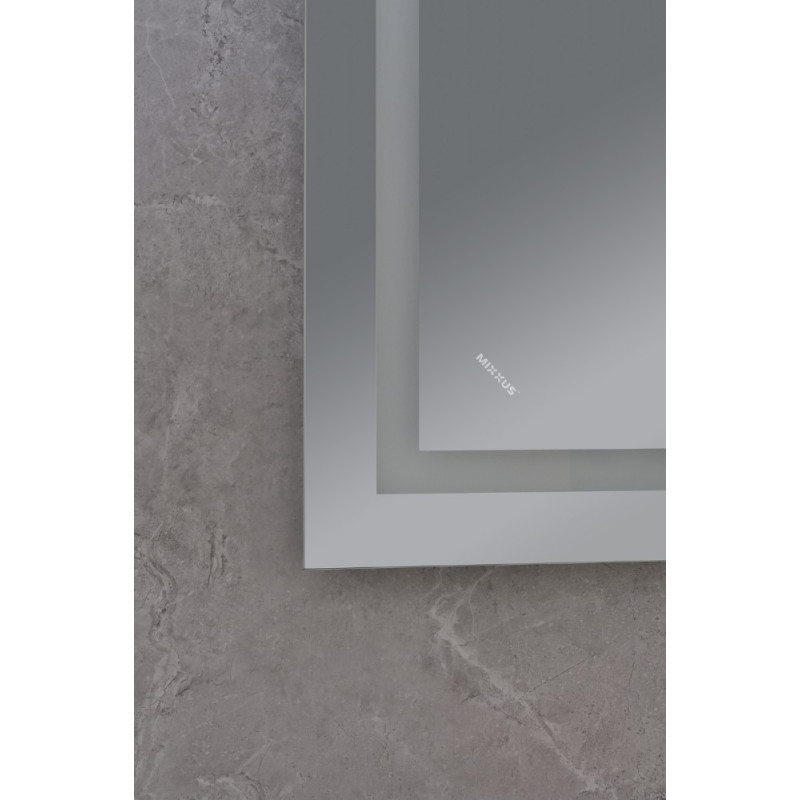 Дзеркало Mixxus WARM MR02-120x80 з Led Touch, Anti-fog, димером, регулятором яскравості, годинником (MI6001)