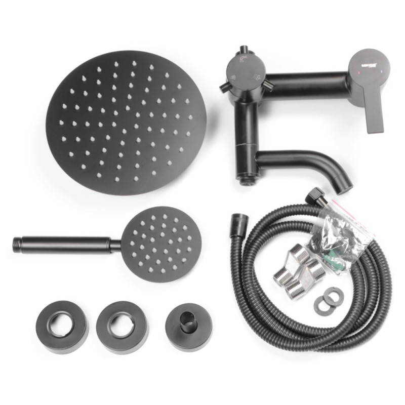 Душевая колонна со смесителем Mixxus NOX-009-J Black из нерж. стали SUS304 (MI5751)