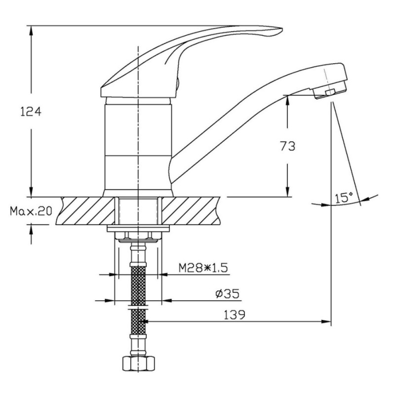Змішувач для умивальника Haiba Fabio 555 (15 см) (HB0106)