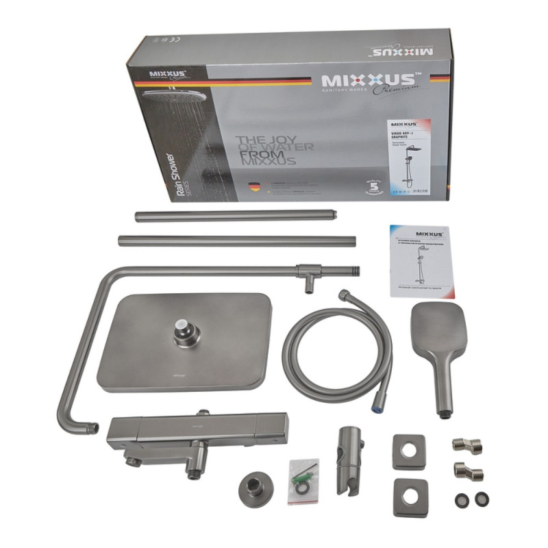 Душова колона Mixxus Premium VIRGO 009-J GRAPHITE з термостатичним змішувачем,3 функції (MI6647)