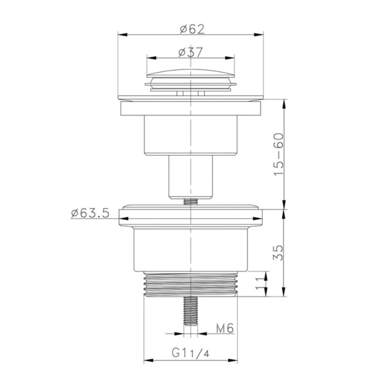 Донный клапан для раковины Zerix BV-04 1 1/4'' универсальный (с/без перл) СLICK-СLACK (Цвет хром) (ZX6021)