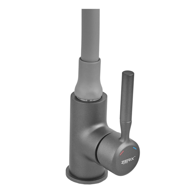 Смеситель для кухни Zerix Atrium-011-T Graphite Refl.Gray (Цвет графит+силик.излив серый) (ZX6107)