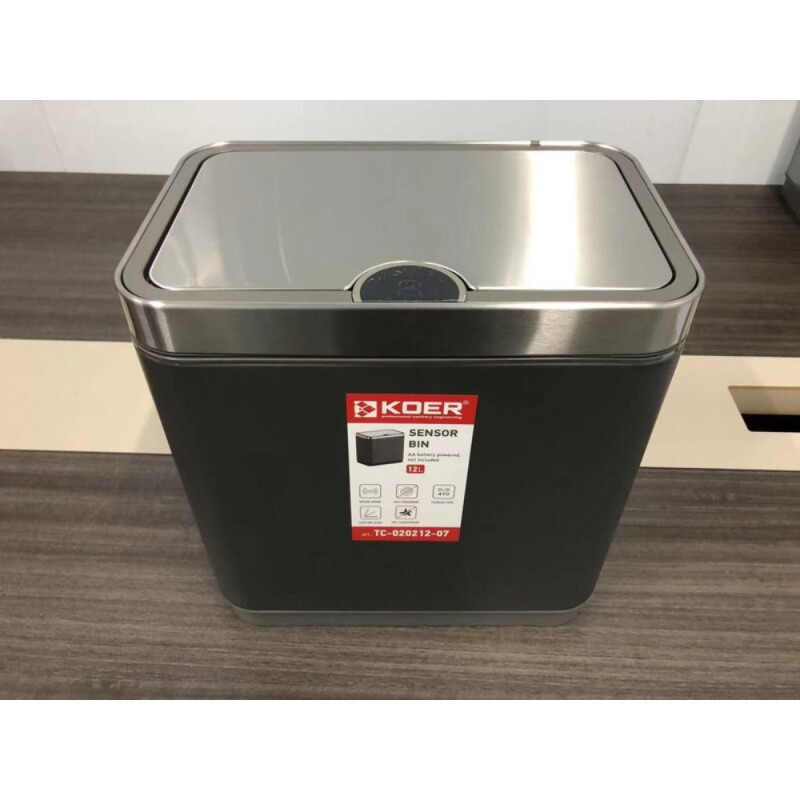 Відро для сміття сенсорне прямокутне Koer TC-020212-07 12 л колір графіт (KR5585)