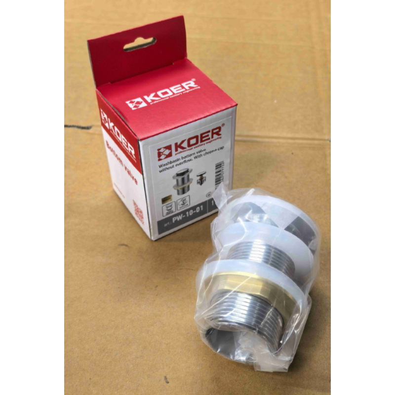 Донний клапан для раковини Koer PW-10-01 1 1/4''  без переливу автоматичний СLICK-СLACK (Колір хром) (KR5797)
