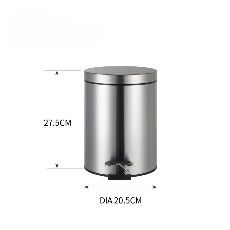 Мусорное ведро с плавным закрытием круглое Zerix Solo-TC0205 SS Color 5л цвет нержавейка (ZX5888)