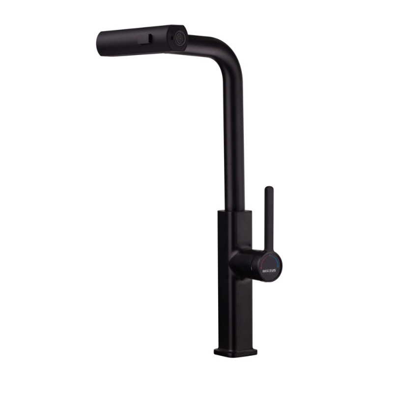 Смеситель для кухни с выдвижным изливом Mixxus Premium HAMMER 014 BLACK (MI6954)