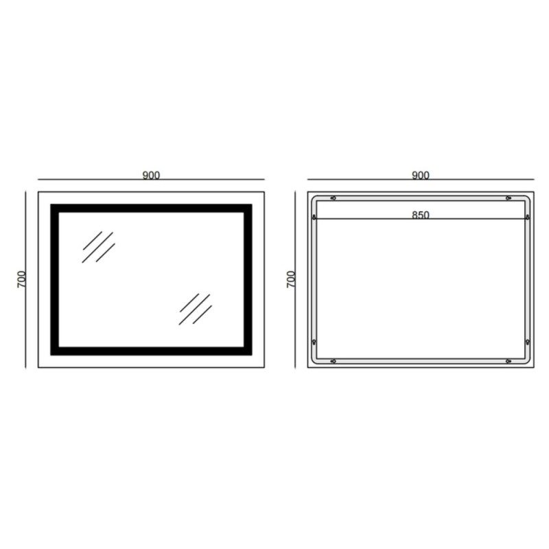Дзеркало Mixxus LIGHT MR01-90x70 з Led Touch, Anti-fog, димером, регулятором яскравості, годинником (MI5999)