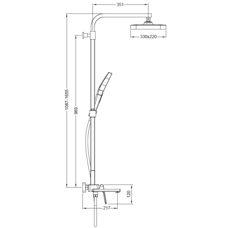 Душевая колонна со смесителем Koer KB-56031-07, 3 функции (KR5440)