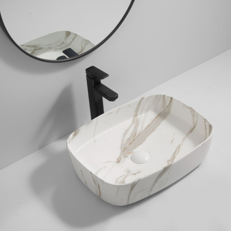 Раковина накладна Mixxus Premium BEVEL-0102 MARBLE 495х370х135mm (MP6519)