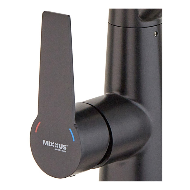 Кухонный смеситель с черным силиконовым изливом Mixxus FUL-021 (с вых.для питьевой воды) (MI6021)