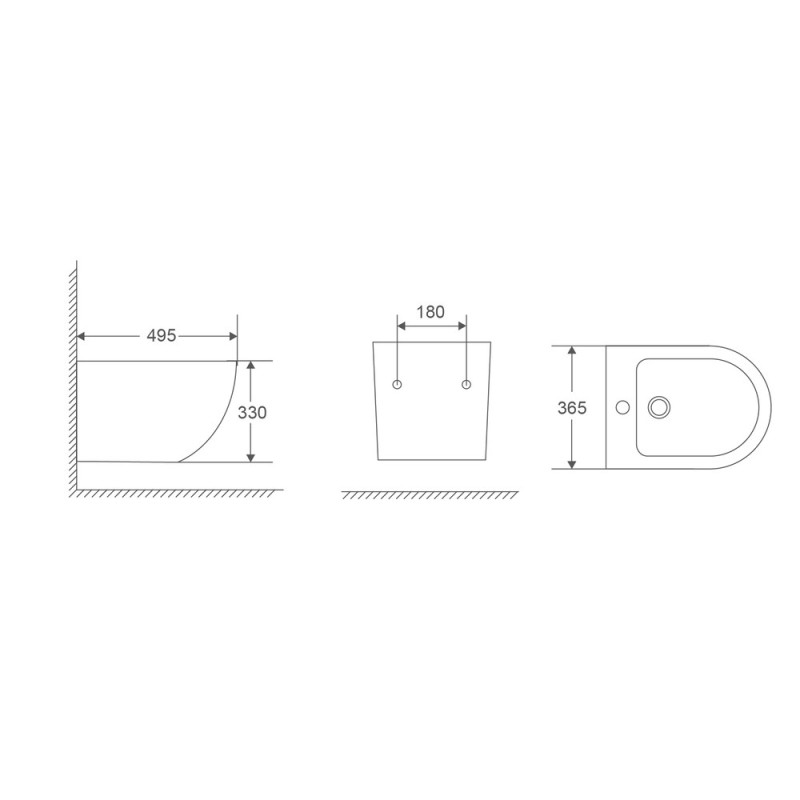 Біде підвісне Mixxus Premium Ellipse-0501 495x365x325mm (MP6469)