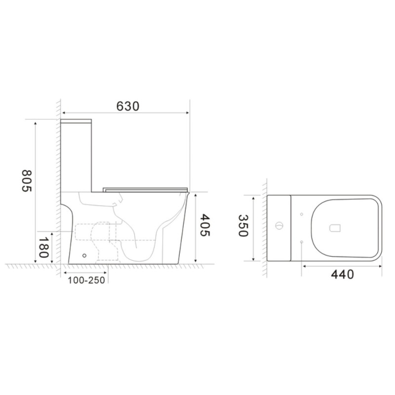 Унітаз-компакт Mixxus WAVE-0404-R 630х350х805mm, система змиву RIMLESS (MI6692)