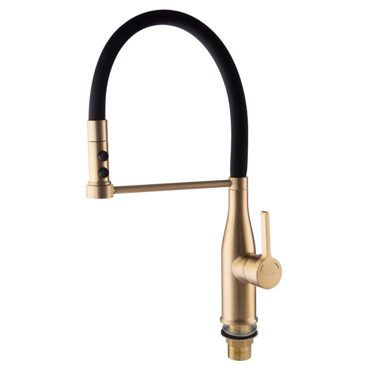 Смеситель для кухни Mixxus Premium Summer 017 BRUSHED GOLD REFL.BLACK (MI6964)