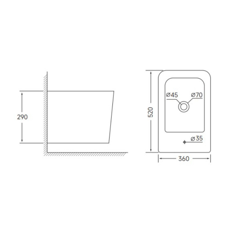 Биде подвесное Mixxus QUADRO-0502 520x360x290mm (MI6713)