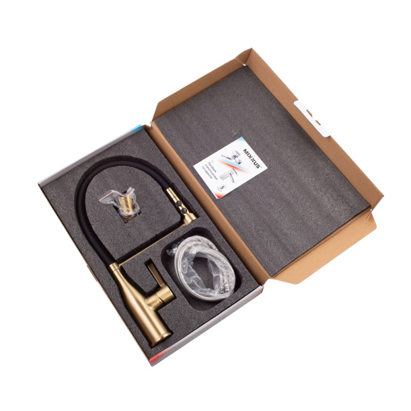Смеситель для кухни Mixxus Premium Summer 017 BRUSHED GOLD REFL.BLACK (MI6964)