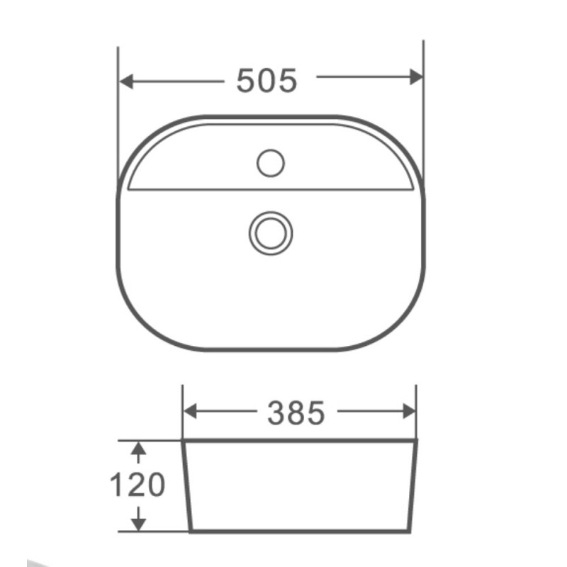 Умивальник накладний керамічний Mixxus Premium Ellipse-0201 505x385x120mm (MP6482)