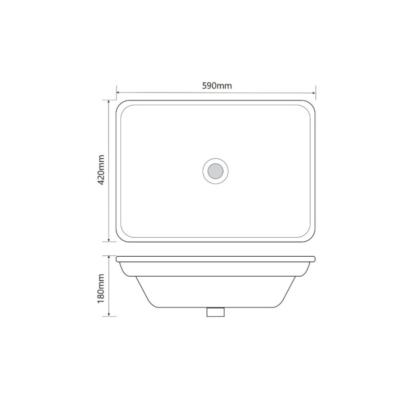 Раковина врізна на стільницю Mixxus Premium STYLE-1601 590х420х180mm з переливом (MP6570)