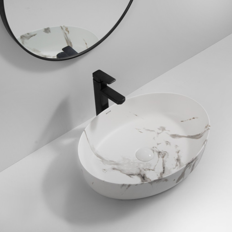 Раковина накладна MIXXUS PREMIUM ELLIPSE-0104 MARBLE 550х415х140mm (MP6554)