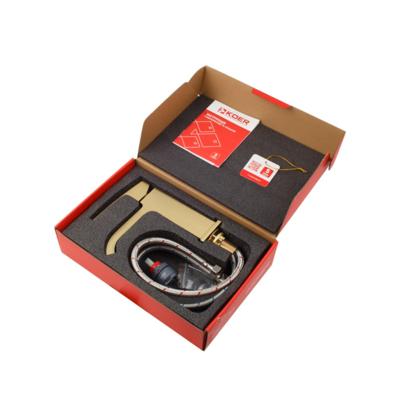Смеситель для умывальника Koer KB-10037-12 (Цвет матового золота) (KR6000)