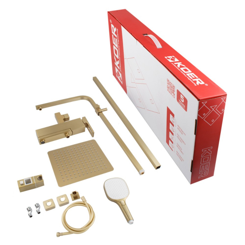 Душевая колонна со смесителем Koer KB-56009-12 3 функции (Цвет матовое золото) (KR5989)