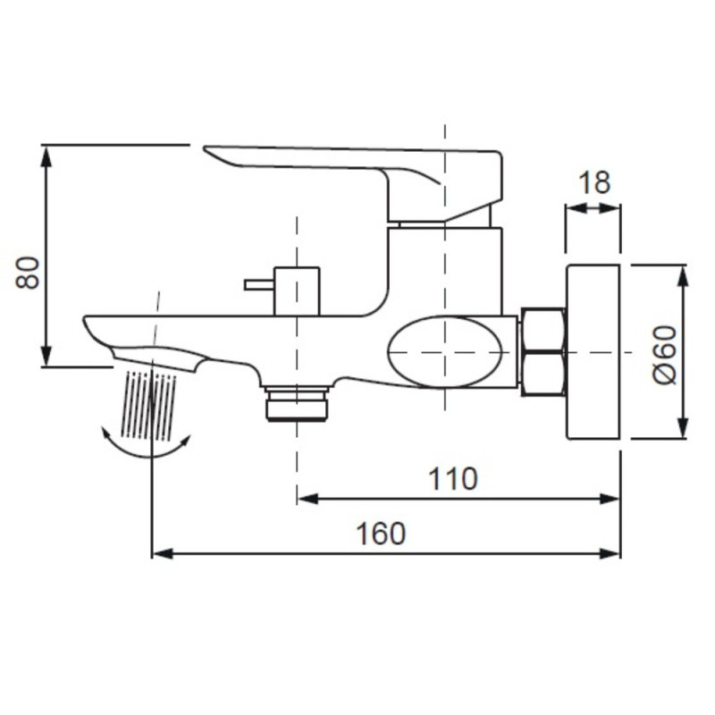 Смеситель для ванны с коротким изливом Koer KB-40028-01 (KR5305)