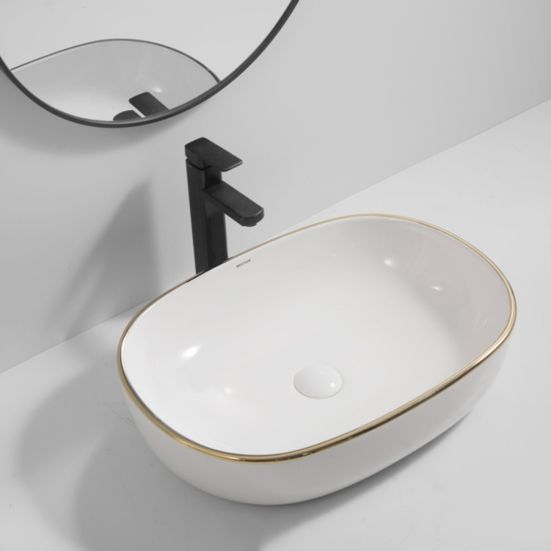 Раковина накладная Mixxus Premium ELLIPSE-0105 EDGE GOLD 600х400х150mm (MP6564)