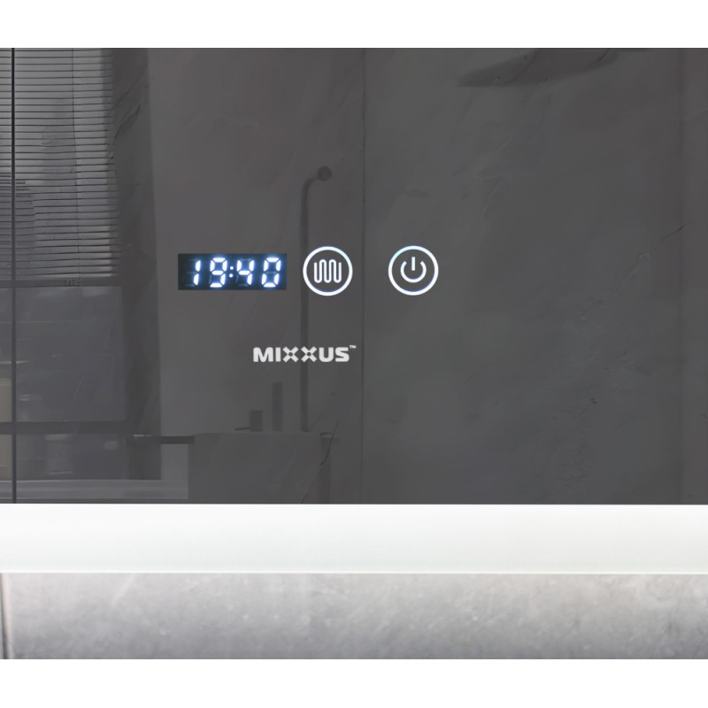 Зеркало Mixxus FLAT MR04-80x60 с Led Touch, Anti-fog, димером, регулятором яркости, часами (MI6928)