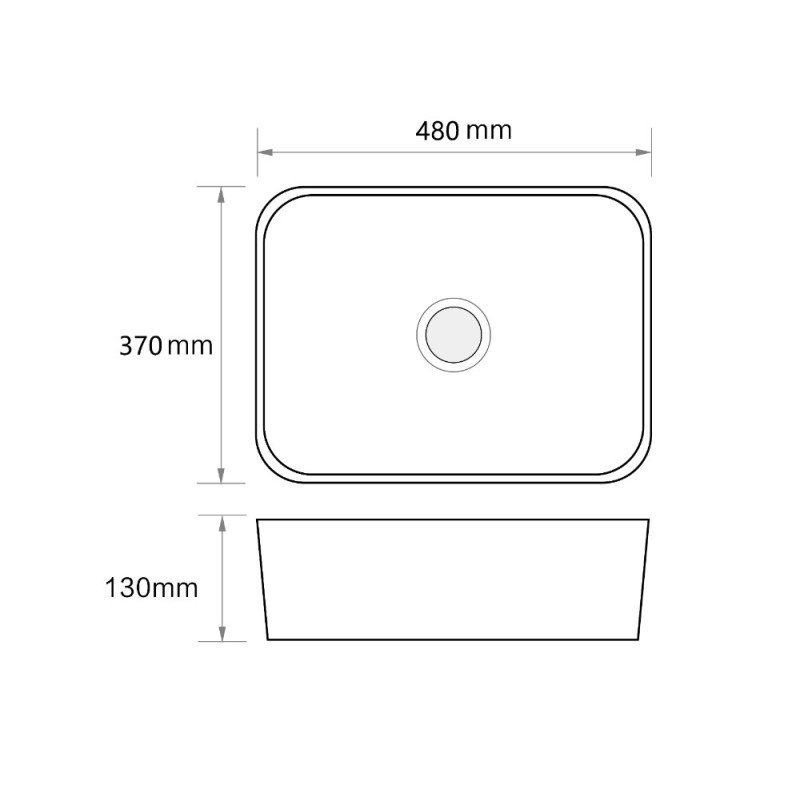 Раковина накладная Mixxus Premium QUADRO-0103 480х370х130mm (MP6514)