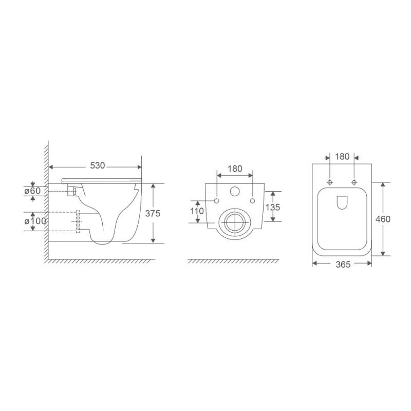 Унітаз підвісний Mixxus Premium DIVERSE-0301-T1 BLACK 530х365х373mm, система змиву TORNADO 1.0 (MP6600)